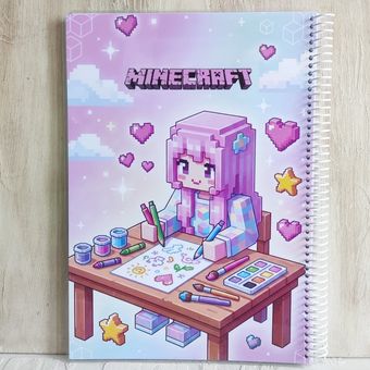 دفتر نقاشی دخترانه ماینکرافت سایز A4 | سایز بزرگ | جلد لمینیت شده | کد 15