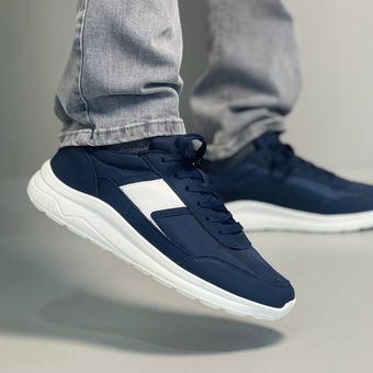 کتونی استوک اروپایی مردانه سرمه ای بغل سفید