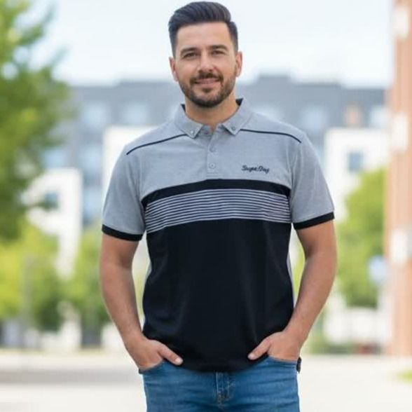 تیشرت یقه دار مردانه قواره بزرگ