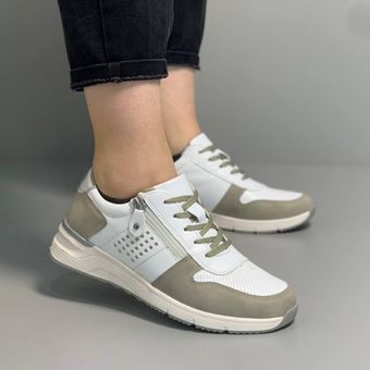 کتونی دخترانه سفید کرم بغل زیپ