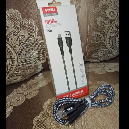 کابل شارژ VABI مدل CA17 USB به Lightning | کابل باکیفیت آیفون طول 1 متر | شارژ سریع و انتقال داده پایدار