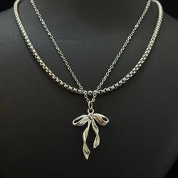 گردنبند دولاین پاپیون استیل