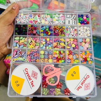 پک ملزومات ساخت دستبند و گردنبند مدل Colorful flowers