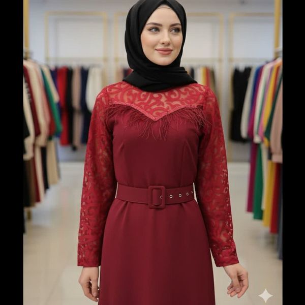 ماکسی مجلسی زنانه خزدارقرمز