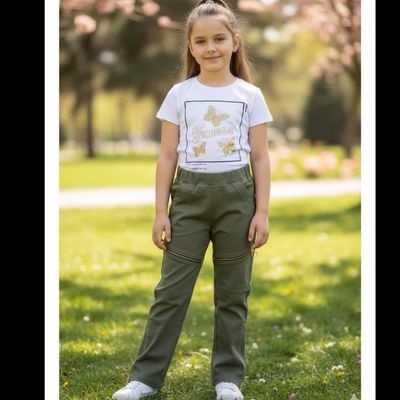 شلوار دخترانه کتان بنگال کمر کش