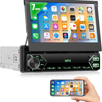 پخش‌کننده خودرو CAMECHO 1 DIN با نمایشگر تاشو 7 اینچی اصلی