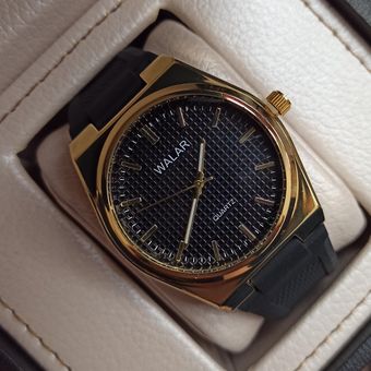 ساعت مچی مردانه والار طرح تیسوت صفحه مشکی قاب طلایی