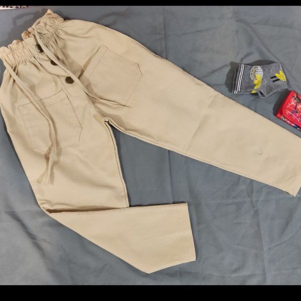 شلوار دخترانه کمرهویجی کتان بنگال