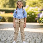 شلوار دخترانه کمرهویجی کتان بنگال