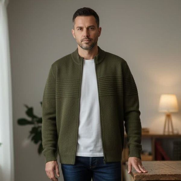 سویشرت بافت ریز مردانه زیپدار