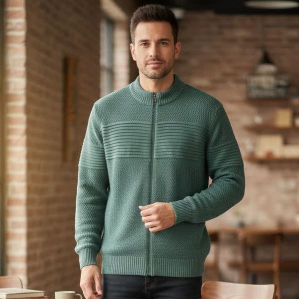 سویشرت بافت ریز مردانه زیپدار