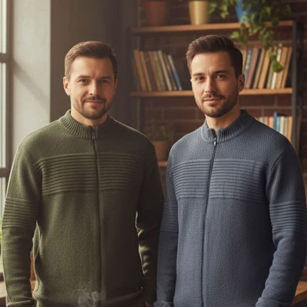 سویشرت بافت ریز مردانه زیپدار