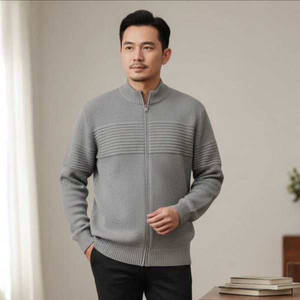 سویشرت بافت ریز مردانه زیپدار