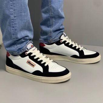 کفش ونس کلاسیک سفید مشکی پشت قرمز مردانه