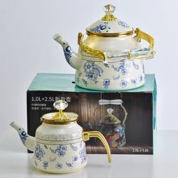 کتری قوری لعابی گل آبی