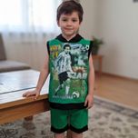 تاب تاب کلاهدار وشلوارک پسرانه شیک فوتبالی باطرح مسی