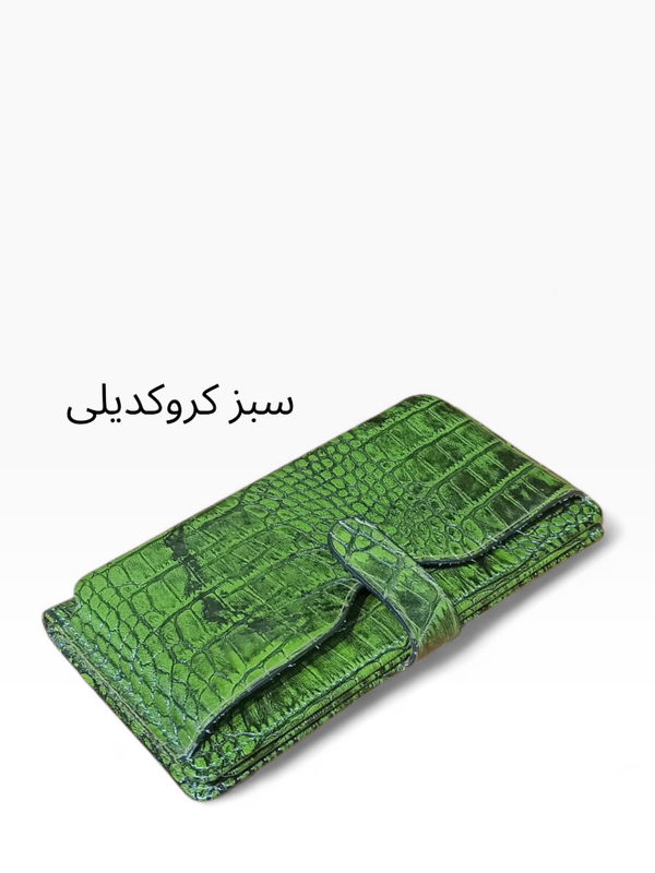 کیف پول دستی زنانه چرم طبیعی مدل زبانه دار