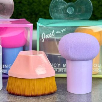 ست پد قارچی و براش کرم پودر