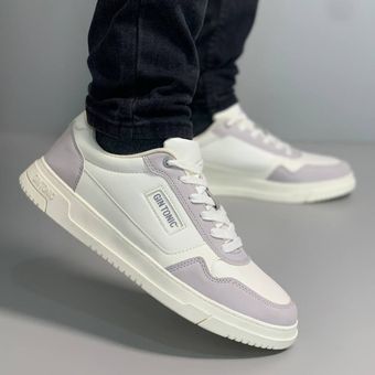 کتونی کلاسیک مردانه GIN TONIC سفید طوسی