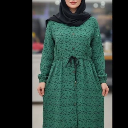 مانتو شیک زنانه ابر وبادی سبز