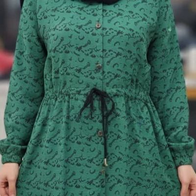 مانتو شیک زنانه ابر وبادی سبز