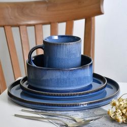 سرویس 4تیکه روستیک آبی شیار دار