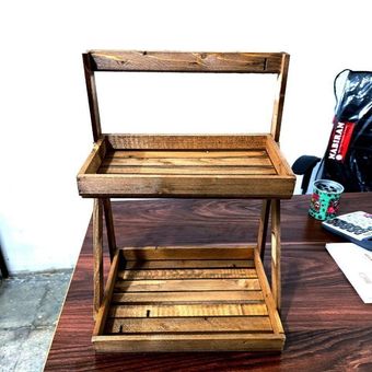 استند چوبی دوطبقه کافی‌بار | نظم‌دهنده شیک آشپزخانه