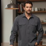 پیراهن شیک مردانه دوجیب طوسی