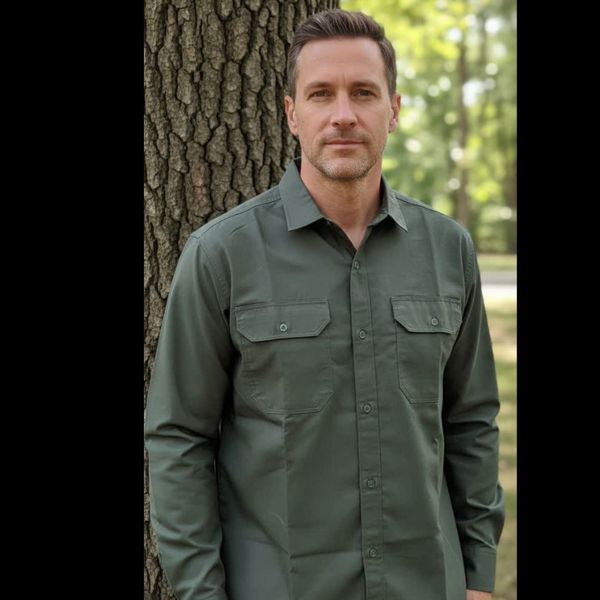 پیراهن شیک مردانه دوجیب سبز ارتشی