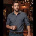 پیراهن شیک مردانه دوجیب طوسی