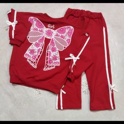 بلوز و شلوار اسپرت دخترانه-رنگ قرمز