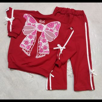 بلوز و شلوار اسپرت دخترانه-رنگ قرمز