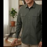 پیراهن شیک مردانه دوجیب سبز ارتشی