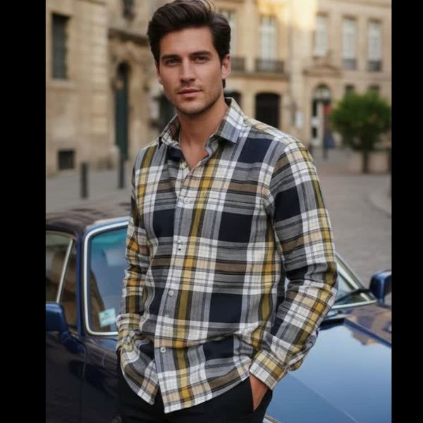 پیراهن چهارخونه شیک مردانه تترون