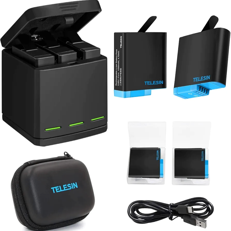 کیت شارژ و لوازم جانبی TELESIN مخصوص GoPro Hero 5.6.7.8 اصلی