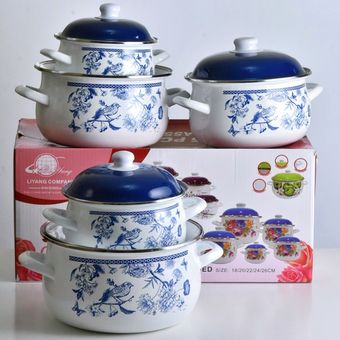 قابلمه 5 تکه لعابی قلم آبی