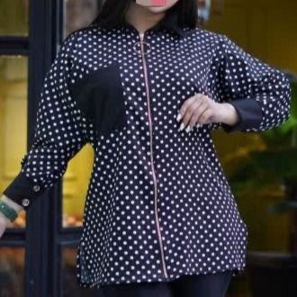 مانتو زنانه جلوزیپ شیک خالدار