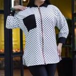 مانتو زنانه جلوزیپ شیک خالدار