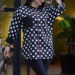 مانتو زنانه جلوزیپ شیک خالدار