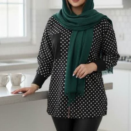 مانتو زنانه جلوزیپ شیک خالدار