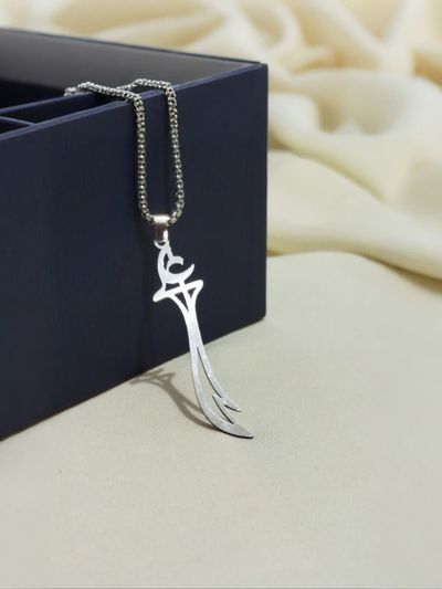 گردن آویز استیل ذوالفقار علی ع (رنگ ثابت)