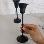 شمعدان فلزی مشکی مدل لاله ست دو عددی SH01