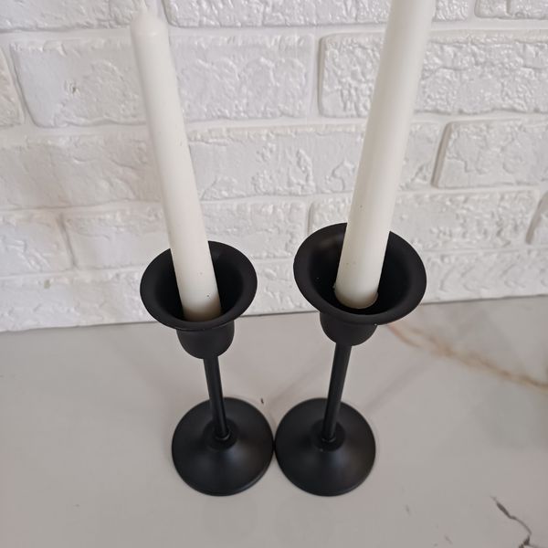 شمعدان فلزی مشکی مدل لاله ست دو عددی SH01