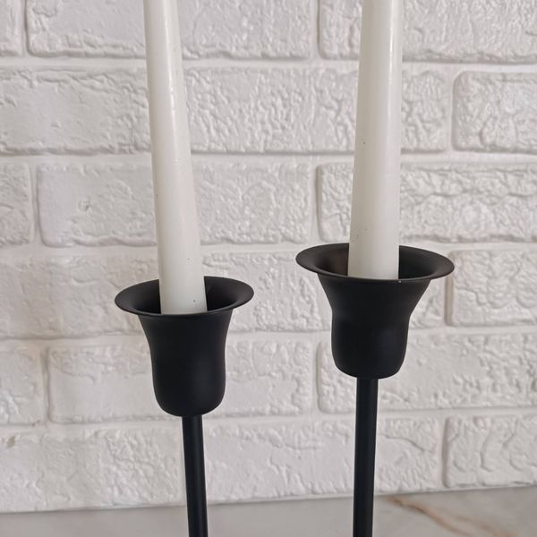 شمعدان فلزی مشکی مدل لاله ست دو عددی SH01