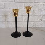 شمعدان فلزی مشکی مدل لاله ست دو عددی SH01