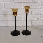 شمعدان فلزی مشکی مدل لاله ست دو عددی SH01