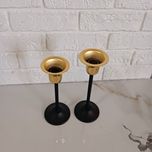 شمعدان فلزی مشکی مدل لاله ست دو عددی SH01