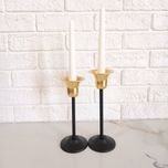 شمعدان فلزی مشکی مدل لاله ست دو عددی SH01