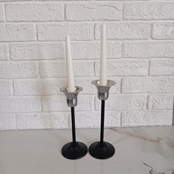 شمعدان فلزی مشکی مدل لاله ست دو عددی SH01