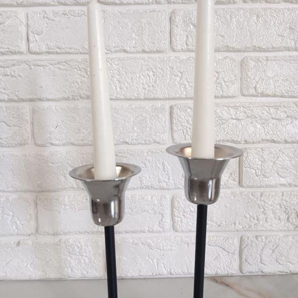 شمعدان فلزی مشکی مدل لاله ست دو عددی SH01